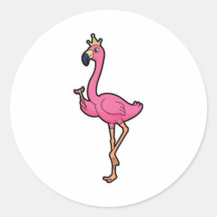 Adesivo Flamingo como Rei com Coroa e Funcionarios