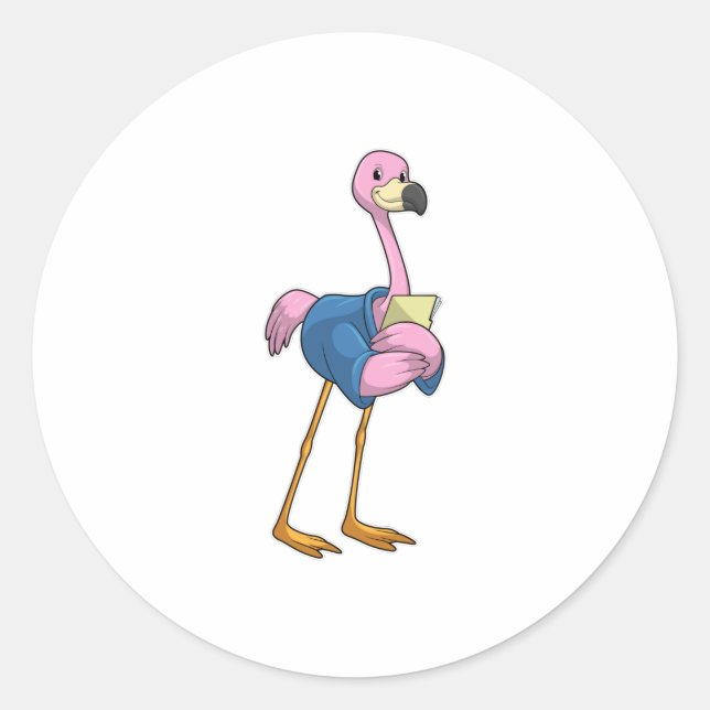 Adesivo Flamingo como Secretário com Notepad (Frente)