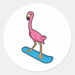 Adesivo Flamingo como Snowboarder com Snowbaord