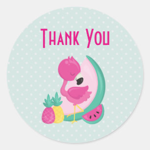 Adesivo Flamingo cor-de-rosa com melancia & abacaxis