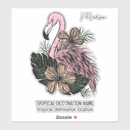 Adesivo Flamingo Cor-de-rosa de nome e texto personalizado