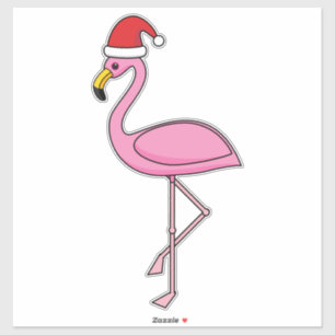 Adesivo Flamingo de Natal com Santa Hat