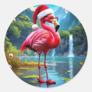 Adesivo Flamingo de Natal como Papai Noel-47476