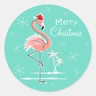 Adesivo Flamingo de Natal Feliz Vestido de Natal
