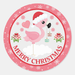 Adesivo Flamingo de Natal Rosa e Vermelho de Inverno