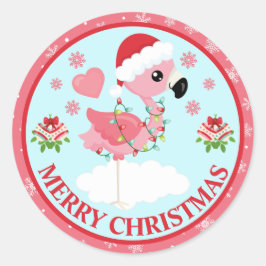 Adesivo Flamingo de Natal Rosa e Vermelho Fofo Inverno