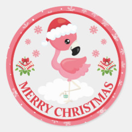 Adesivo Flamingo de Natal Rosa e Vermelho Fofo Inverno