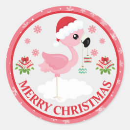 Adesivo Flamingo de Natal Rosa e Vermelho Fofo Inverno