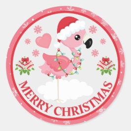 Adesivo Flamingo de Natal Rosa e Vermelho Fofo Inverno