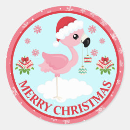 Adesivo Flamingo de Natal Rosa e Vermelho Fofo Inverno