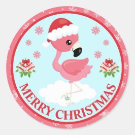 Adesivo Flamingo de Natal Rosa e Vermelho Fofo Inverno