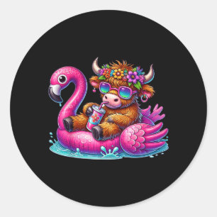 Adesivo Flamingo de Vaca das Terras Altas Flutua Verão Hav