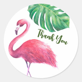 Adesivo Flamingo e Folhas Tropicais Obrigado