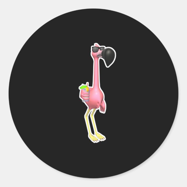Adesivo flamingo engraçado com bebida (Frente)