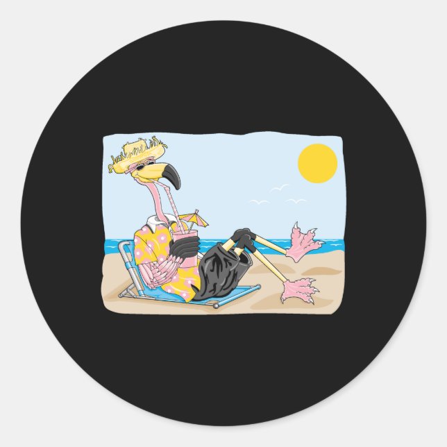 Adesivo flamingo engraçado nas férias (Frente)