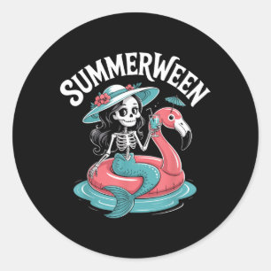Adesivo Flamingo Esqueleto Summerween Vibrações de Hallowe