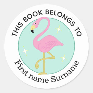 Adesivo Flamingo Este Livro Pertence A Personalizado