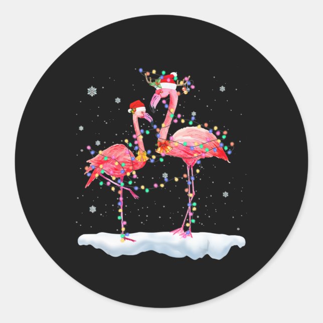 Adesivo Flamingo | Flamingo Árvore de Natal Santa Hat Xmas (Frente)