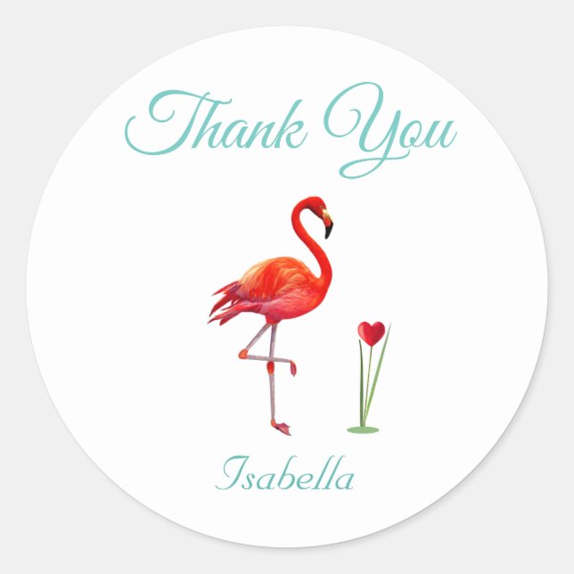 Adesivo Flamingo Fofo & Coração Obrigado (Frente)