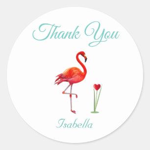 Adesivo Flamingo Fofo & Coração Obrigado