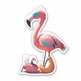 Adesivo Flamingo Frenzy Abraça Louça Rosa com Pinheiros