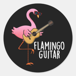 Adesivo Flamingo Guitar Música Engraçada Pun Escuro BG