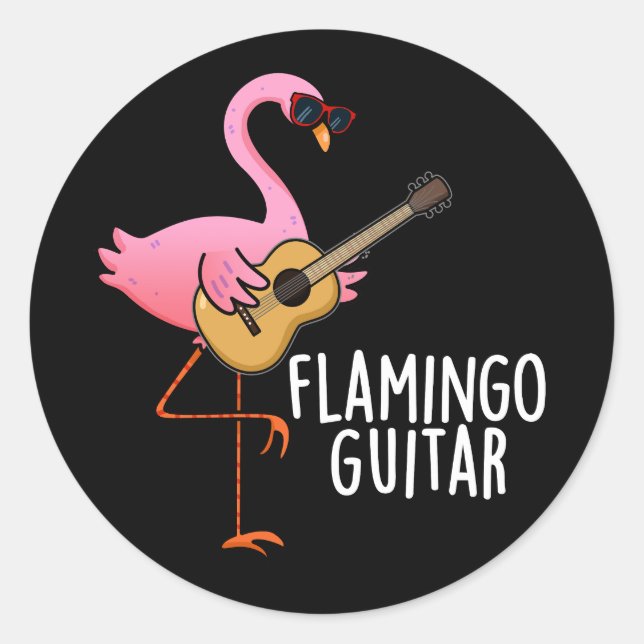 Adesivo Flamingo Guitar Música Engraçada Pun Escuro BG (Frente)
