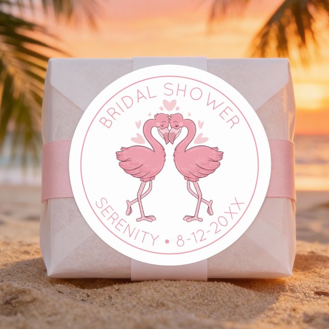 Adesivo Flamingo Hawaiian Beach Tropical Bridal Shower (Criador carregado)
