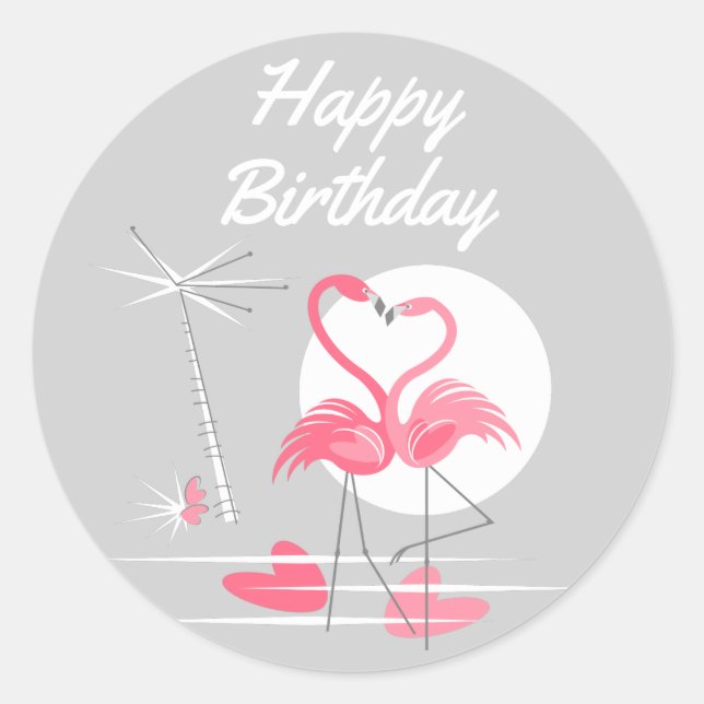 Adesivo Flamingo Love Happy Birday (Frente)