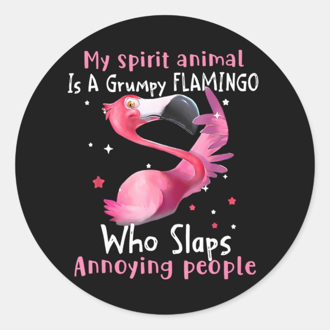 Adesivo Flamingo Love My Spirit Animal É Grumpy Flamingo (Frente)