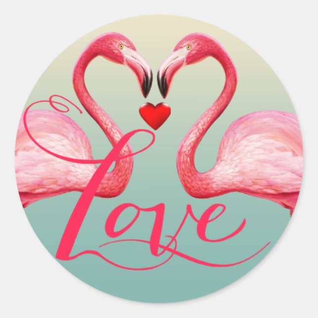 Adesivo Flamingo Love Weding Favor | azul de menta (Frente)