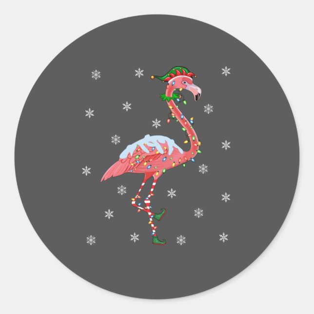 Adesivo Flamingo Lover Xmas Gift Santa Hat Elf Flamingo (Frente)