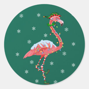 Adesivo Flamingo Lover Xmas Gift Santa Hat Elf Flamingo