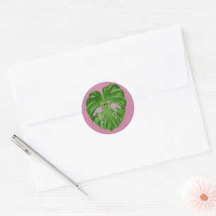 Adesivo Flamingo Magenta Monstera Coração