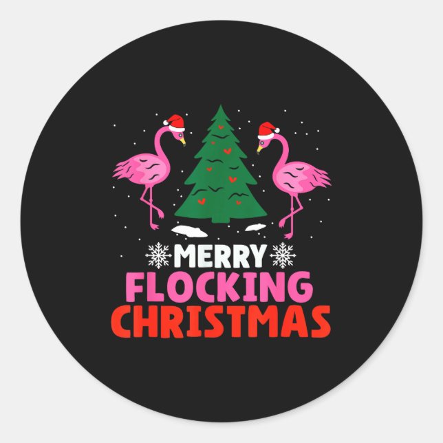 Adesivo Flamingo Merry Flocking Christmas Funny Xmas Men W (Frente)