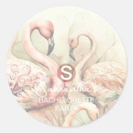 Adesivo Flamingo Monograma Personalizado Chic Elegante
