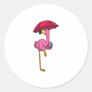 Adesivo Flamingo na chuva com guarda-chuva