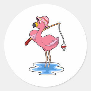 Adesivo Flamingo na pesca com cana de pesca