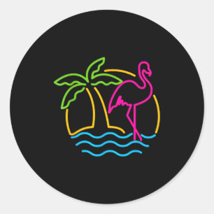 Adesivo Flamingo Nk Neon Retro Vintage Miami dos Anos 80