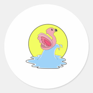 Adesivo Flamingo no Surfe na Água