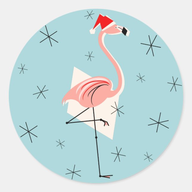 Adesivo Flamingo Papais noeis Blue sticker round (Frente)