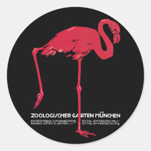 Adesivo Flamingo Pássaro Rosa Antigo no Zoológico de Muniq