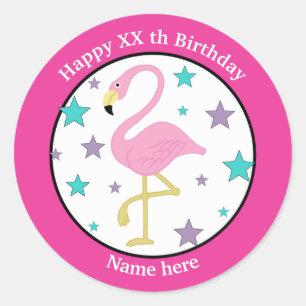 Adesivo Flamingo Personalizado para Aniversário de Qualque