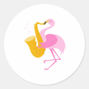 Adesivo Flamingo Plays Saxofone Saxofonista Funn
