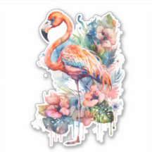 Flamingo Rosa com Vinheta Flor