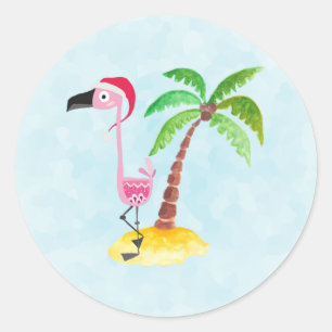 Adesivo Flamingo rosa e bonito em Natal Tropical