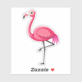 Adesivo Flamingo Rosa em Estilo Cartoon