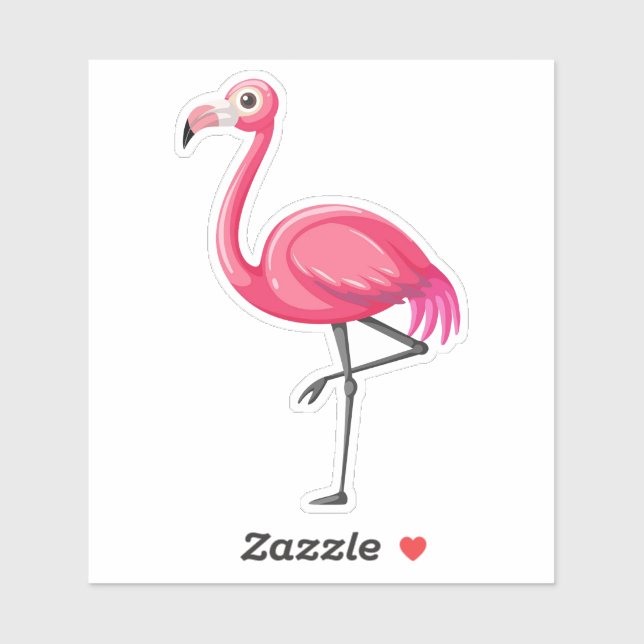 Adesivo Flamingo Rosa em Estilo Cartoon (Folha)
