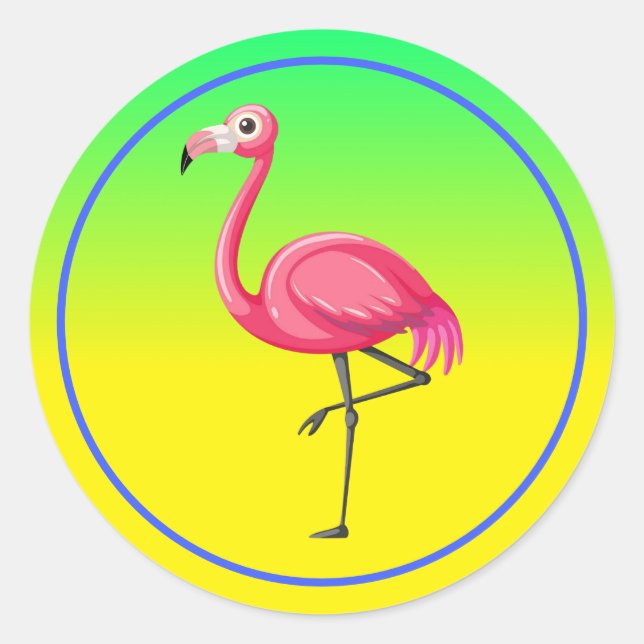 Adesivo Flamingo Rosa em Estilo Cartoon (Frente)