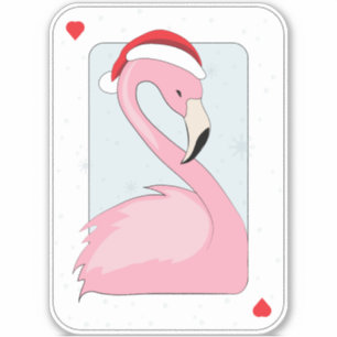 Adesivo Flamingo rosa no Santa Hat